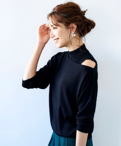Perle Peche(ペルルペッシュ)の「2ピースセットプルオーバーニット(ニット/セーター)」|ブラック