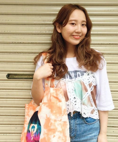 Kastane（カスタネ）の「【Kastane】タイダイレースキャミ（タンクトップ・レディース・ピンク/グリーン・FREE）」の2枚目の写真