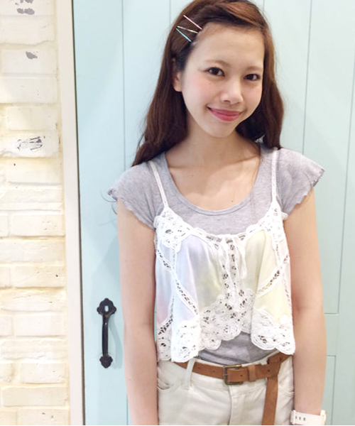 Kastane（カスタネ）の「【Kastane】タイダイレースキャミ（タンクトップ・レディース・ピンク/グリーン・FREE）」の11枚目の写真