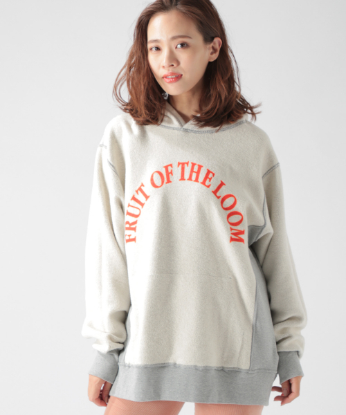 FRUIT OF THE LOOM（フルーツオブザルーム）の「【Fruit Of The Loom(フルーツオブザルーム)】ウラケフーディー（パーカー・レディース・グレー/オフホワイト・FREE）」の2枚目の写真