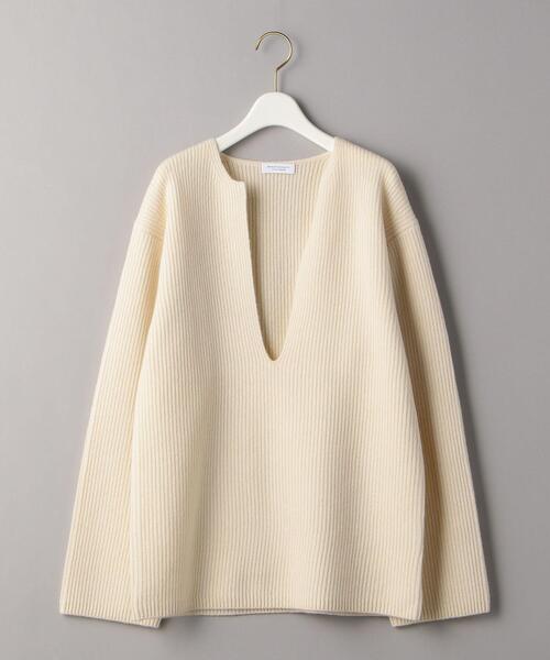 BEAUTY&YOUTH UNITED ARROWS（ビューティーアンドユースユナイテッドアローズ）の「BY 9ゲージウールカシミヤ畦ディープスキッパーネックニットプルオーバーо（ニット/セーター・レディース・オフホワイト/ベージュ/その他1・FREE）」の18枚目の写真