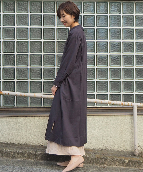 tiptop(ティップトップ)の「【Web限定アイテム】ロングシャツワンピース(ワンピース・レディース・カーキ/ベージュ/ブラック/オフホワイト・FREE)」の10枚目の写真