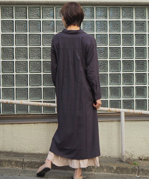 tiptop(ティップトップ)の「【Web限定アイテム】ロングシャツワンピース(ワンピース・レディース・カーキ/ベージュ/ブラック/オフホワイト・FREE)」の11枚目の写真