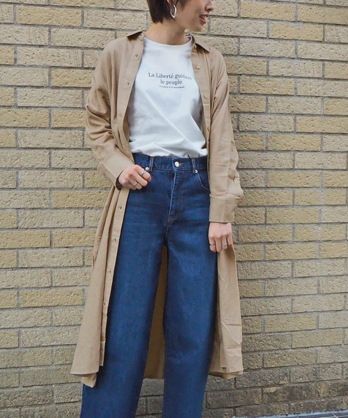 tiptop(ティップトップ)の「【Web限定アイテム】ロングシャツワンピース(ワンピース・レディース・カーキ/ベージュ/ブラック/オフホワイト・FREE)」の12枚目の写真