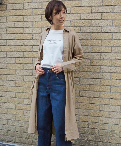 tiptop(ティップトップ)の「【Web限定アイテム】ロングシャツワンピース(ワンピース・レディース・カーキ/ベージュ/ブラック/オフホワイト・FREE)」の13枚目の写真