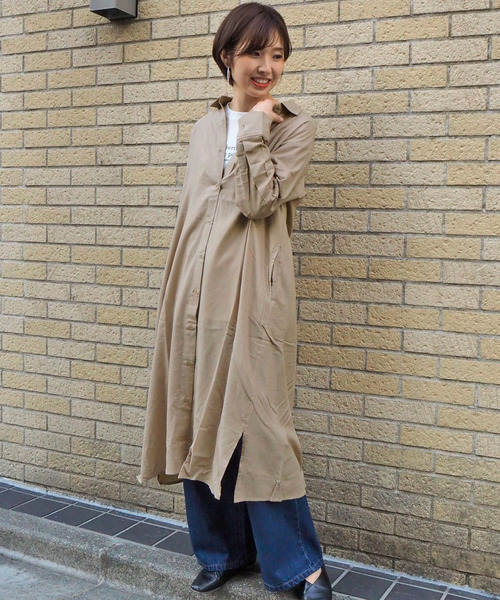 tiptop(ティップトップ)の「【Web限定アイテム】ロングシャツワンピース(ワンピース・レディース・カーキ/ベージュ/ブラック/オフホワイト・FREE)」の14枚目の写真