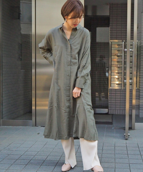 tiptop(ティップトップ)の「【Web限定アイテム】ロングシャツワンピース(ワンピース・レディース・カーキ/ベージュ/ブラック/オフホワイト・FREE)」の19枚目の写真