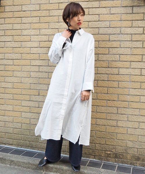 tiptop(ティップトップ)の「【Web限定アイテム】ロングシャツワンピース(ワンピース・レディース・カーキ/ベージュ/ブラック/オフホワイト・FREE)」の16枚目の写真