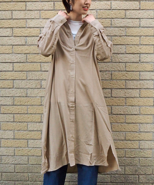 tiptop(ティップトップ)の「【Web限定アイテム】ロングシャツワンピース(ワンピース・レディース・カーキ/ベージュ/ブラック/オフホワイト・FREE)」の20枚目の写真