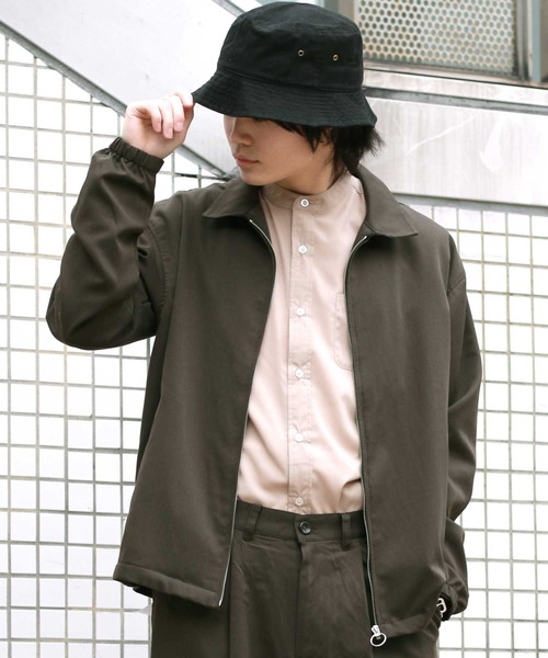 Salong hameu（サロン ハミュー）の「T/Rストレッチ ジップアップ ブルゾン メンズ レディース（ブルゾン・メンズ・ベージュ/ブラック/ベージュ系その他2/ブラウン/ベージュ系その他・L/M）」の3枚目の写真