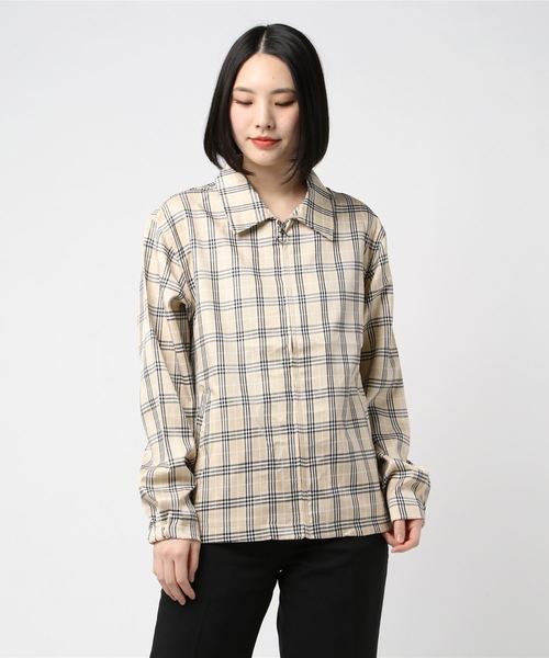Salong hameu（サロン ハミュー）の「T/Rストレッチ ジップアップ ブルゾン メンズ レディース（ブルゾン・メンズ・ベージュ/ブラック/ベージュ系その他2/ブラウン/ベージュ系その他・L/M）」の12枚目の写真