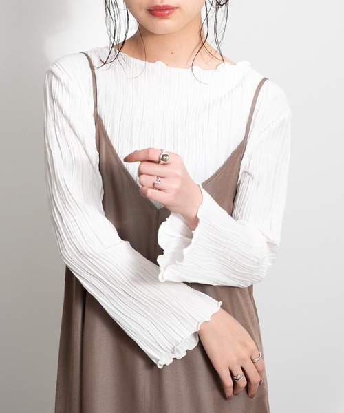 Aunt Marie's(アントマリーズ)の「AUNT MARIE’S ランダムプリーツメロートップス(Tシャツ/カットソー・レディース・ブラック/ベージュ/ライトグリーン/ナチュラル・FREE)」の19枚目の写真