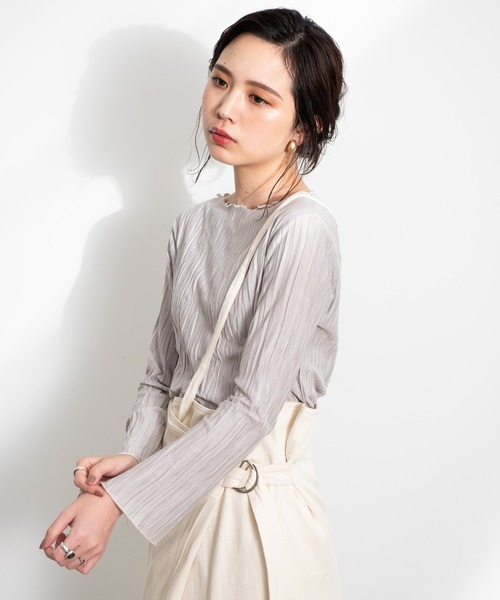 Aunt Marie's(アントマリーズ)の「AUNT MARIE’S ランダムプリーツメロートップス(Tシャツ/カットソー・レディース・ブラック/ベージュ/ライトグリーン/ナチュラル・FREE)」の11枚目の写真