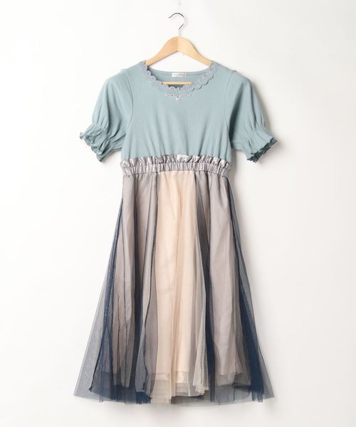 axes femme(アクシーズファム)の「チュール切替ドッキングOP(ワンピース・レディース・サックスブルー/ブラック/キナリ・MEDIUM)」の6枚目の写真