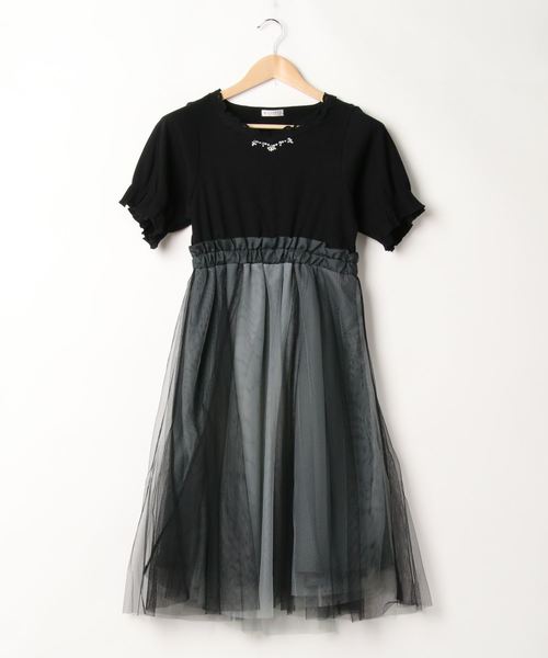 axes femme(アクシーズファム)の「チュール切替ドッキングOP(ワンピース・レディース・サックスブルー/ブラック/キナリ・MEDIUM)」の7枚目の写真