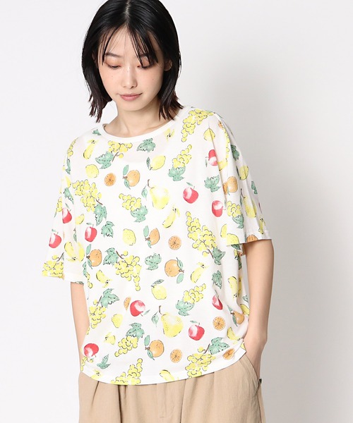 BARNDOOR(バーンドア)の「【 BARNDOOR / バーンドア 】フルーツプリントTシャツ 1142105G BUR(Tシャツ/カットソー・レディース・オフホワイト/グレー/ホワイト系その他・FREE)」の2枚目の写真
