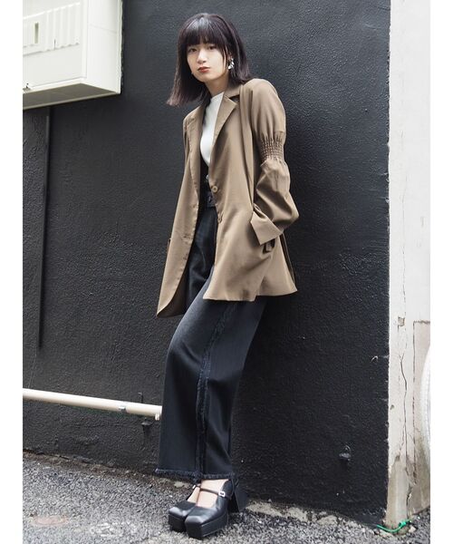 EMODA（エモダ）の「シャーリングスリーブジャケット（テーラードジャケット・レディース・ブラウン/その他/その他1・FREE）」の9枚目の写真