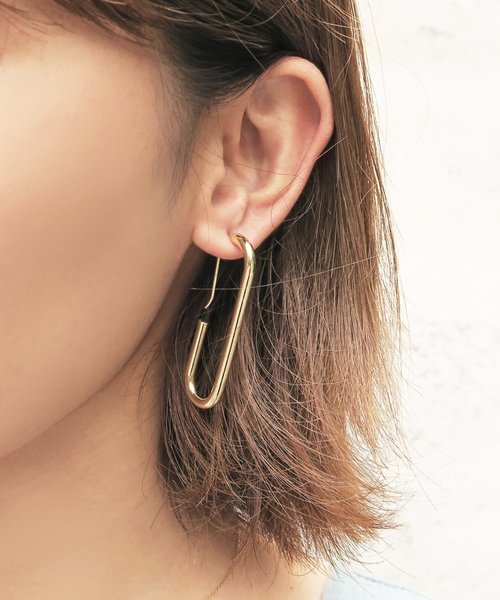 My shawty（ﾏｲｼｬｳﾃｨｰ）の「oval pierce（ピアス（両耳用）・レディース・シルバー/ゴールド・FREE）」の5枚目の写真