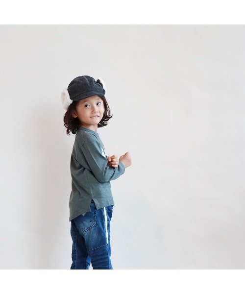 L.COPECK（エルコペック）の「[80-160]ニット風デニム切替ジョガーパンツ（デニムパンツ・キッズ・ネイビー/ブルー・150cm/110cm/130cm/120cm/90cm/100cm/160cm/140cm）」の5枚目の写真