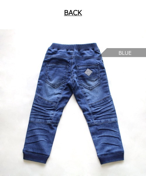 L.COPECK（エルコペック）の「[80-160]ニット風デニム切替ジョガーパンツ（デニムパンツ・キッズ・ネイビー/ブルー・150cm/110cm/130cm/120cm/90cm/100cm/160cm/140cm）」の13枚目の写真
