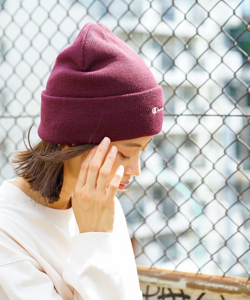 Champion（チャンピオン）の「【CHAMPION/チャンピオン】スクリプトロゴ天竺ワッチ　ワンポイントロゴ刺繍　ニットキャップ/ビーニー（ニットキャップ/ビーニー・メンズ・ホワイト/ブラック/ベージュ/ネイビー/杢グレー/マスタード/ライトパープル/ワイン・FREE）」の8枚目の写真