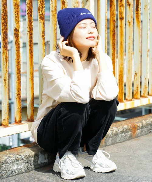 Champion（チャンピオン）の「【CHAMPION/チャンピオン】スクリプトロゴ天竺ワッチ　ワンポイントロゴ刺繍　ニットキャップ/ビーニー（ニットキャップ/ビーニー・メンズ・ホワイト/ブラック/ベージュ/ネイビー/杢グレー/マスタード/ライトパープル/ワイン・FREE）」の21枚目の写真