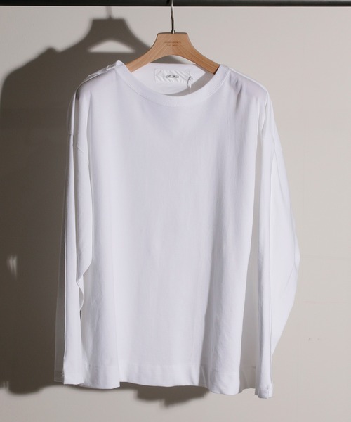 JANESMITH(ジェーンスミス)の「JANESMITH ジェーンスミス / DOUBLE LAYERED LONG T-SHIRT ダブルレイヤードロングTシャツ ロンT / 21SCT-#719L(Tシャツ/カットソー・レディース・ホワイト/ベージュ/セージグリーン・38/36)」の2枚目の写真
