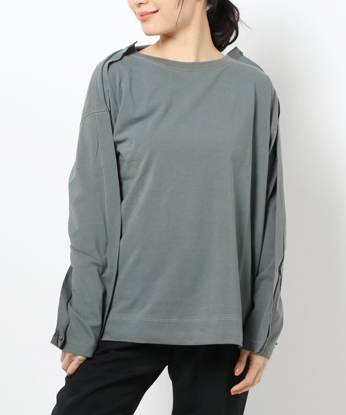 JANESMITH(ジェーンスミス)の「JANESMITH ジェーンスミス / DOUBLE LAYERED LONG T-SHIRT ダブルレイヤードロングTシャツ ロンT / 21SCT-#719L(Tシャツ/カットソー・レディース・ホワイト/ベージュ/セージグリーン・38/36)」の3枚目の写真
