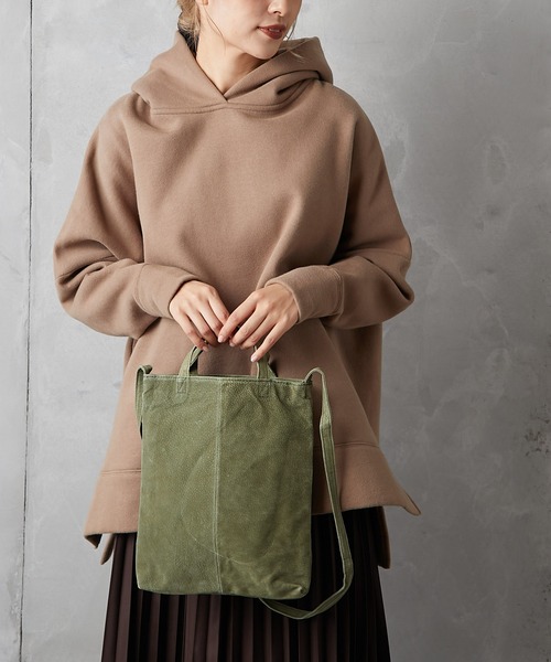 PUAL CE CIN(ピュアルセシン)の「PIGSUEDE TOTE SHOULDER/スエードトートショルダーバッグ(ショルダーバッグ・レディース・グレー/カーキ/イエロー・FREE)」の6枚目の写真