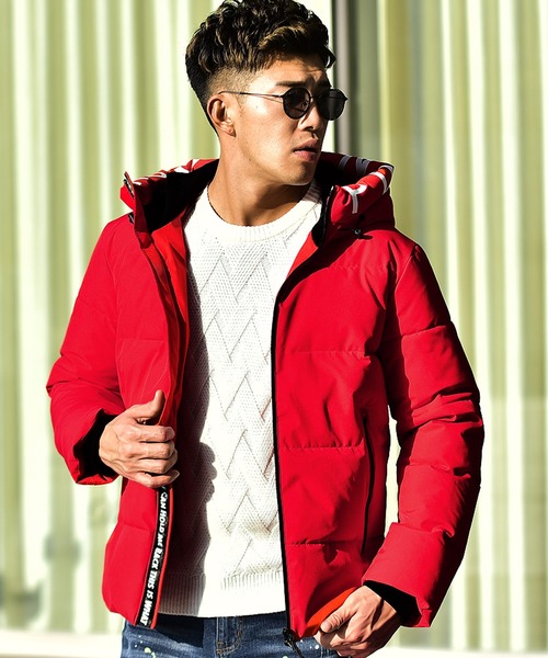 お値下げGUCCI 中綿ブルゾン　アウター　ホワイト×ネイビー×レッド GUCCI×adidas ノーカラージャケット707683 707683 レッド サイズ
