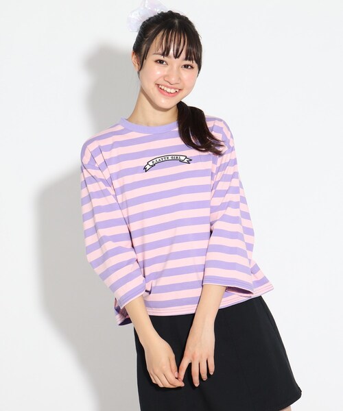 セール トップス ボーダートップス Tシャツ カットソー Pink Latte ピンクラテ のファッション