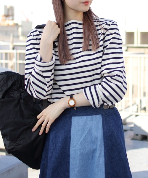 ORCIVAL（オーシバル）の「ORCIVAL/オーシバル　コットンロード　ボートネックシャツ　ボーダー #B211（Tシャツ/カットソー・レディース・ナチュラル/サンドベージュ/ブルーグレー/ホワイト/ネイビー/イエロー/イエロー系その他/パープル/ブラック/ベージュ/インディゴブルー/レッド・2/3）」の6枚目の写真