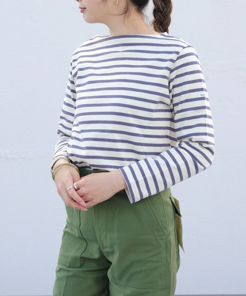 ORCIVAL（オーシバル）の「ORCIVAL/オーシバル　コットンロード　ボートネックシャツ　ボーダー #B211（Tシャツ/カットソー・レディース・ナチュラル/サンドベージュ/ブルーグレー/ホワイト/ネイビー/イエロー/イエロー系その他/パープル/ブラック/ベージュ/インディゴブルー/レッド・2/3）」の9枚目の写真