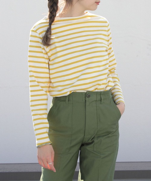 ORCIVAL（オーシバル）の「ORCIVAL/オーシバル　コットンロード　ボートネックシャツ　ボーダー #B211（Tシャツ/カットソー・レディース・ナチュラル/サンドベージュ/ブルーグレー/ホワイト/ネイビー/イエロー/イエロー系その他/パープル/ブラック/ベージュ/インディゴブルー/レッド・2/3）」の11枚目の写真
