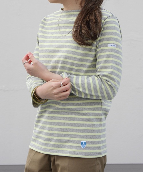 ORCIVAL（オーシバル）の「ORCIVAL/オーシバル　コットンロード　ボートネックシャツ　ボーダー #B211（Tシャツ/カットソー・レディース・ナチュラル/サンドベージュ/ブルーグレー/ホワイト/ネイビー/イエロー/イエロー系その他/パープル/ブラック/ベージュ/インディゴブルー/レッド・2/3）」の10枚目の写真