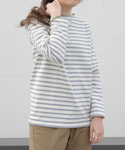 ORCIVAL（オーシバル）の「ORCIVAL/オーシバル　コットンロード　ボートネックシャツ　ボーダー #B211（Tシャツ/カットソー・レディース・ナチュラル/サンドベージュ/ブルーグレー/ホワイト/ネイビー/イエロー/イエロー系その他/パープル/ブラック/ベージュ/インディゴブルー/レッド・2/3）」の3枚目の写真