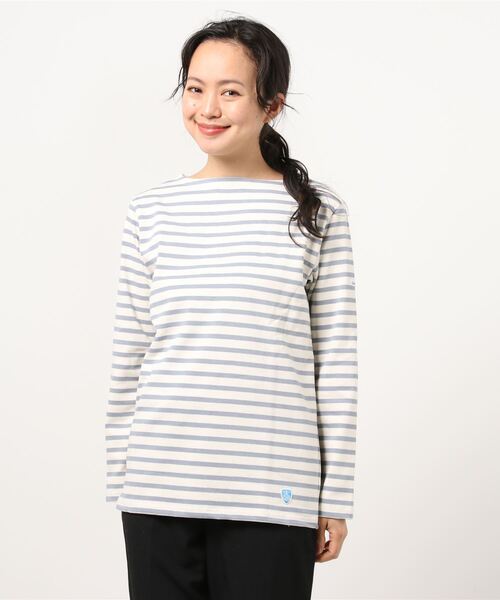 ORCIVAL（オーシバル）の「ORCIVAL/オーシバル　コットンロード　ボートネックシャツ　ボーダー #B211（Tシャツ/カットソー・レディース・ナチュラル/サンドベージュ/ブルーグレー/ホワイト/ネイビー/イエロー/イエロー系その他/パープル/ブラック/ベージュ/インディゴブルー/レッド・2/3）」の20枚目の写真