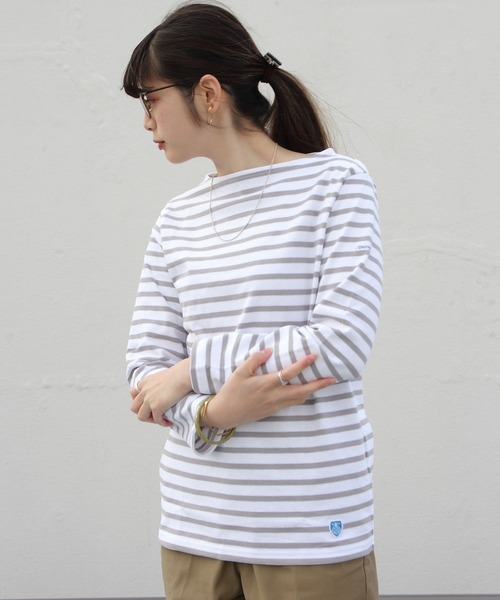 ORCIVAL（オーシバル）の「ORCIVAL/オーシバル　コットンロード　ボートネックシャツ　ボーダー #B211（Tシャツ/カットソー・レディース・ナチュラル/サンドベージュ/ブルーグレー/ホワイト/ネイビー/イエロー/イエロー系その他/パープル/ブラック/ベージュ/インディゴブルー/レッド・2/3）」の15枚目の写真