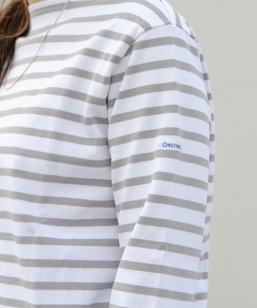 ORCIVAL（オーシバル）の「ORCIVAL/オーシバル　コットンロード　ボートネックシャツ　ボーダー #B211（Tシャツ/カットソー・レディース・ナチュラル/サンドベージュ/ブルーグレー/ホワイト/ネイビー/イエロー/イエロー系その他/パープル/ブラック/ベージュ/インディゴブルー/レッド・2/3）」の16枚目の写真