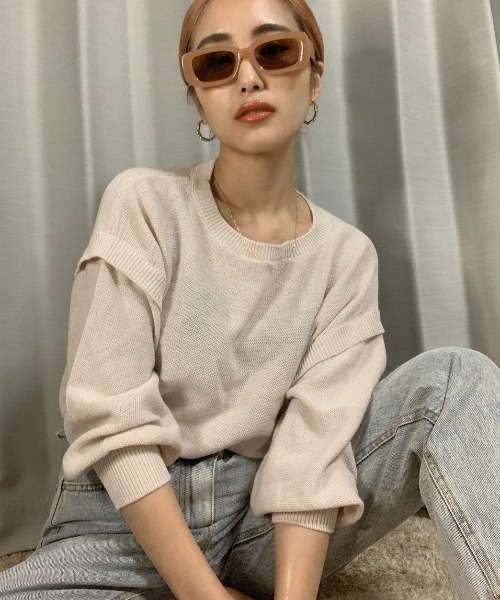 SHEER flow(シアーフロウ)の「【インフルエンサー 森暖奈プロデュースアイテム】リネンマルチウェイニット(ニット/セーター・レディース・その他/ピンクベージュ・FREE)」の11枚目の写真