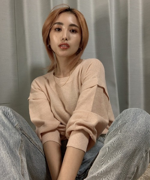 SHEER flow(シアーフロウ)の「【インフルエンサー 森暖奈プロデュースアイテム】リネンマルチウェイニット(ニット/セーター・レディース・その他/ピンクベージュ・FREE)」の15枚目の写真