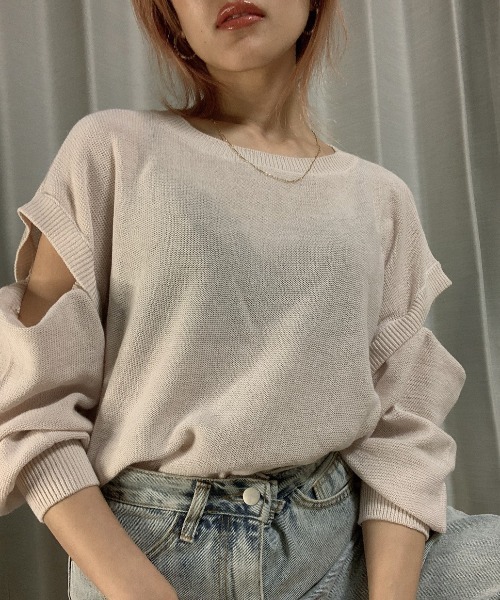 SHEER flow(シアーフロウ)の「【インフルエンサー 森暖奈プロデュースアイテム】リネンマルチウェイニット(ニット/セーター・レディース・その他/ピンクベージュ・FREE)」の17枚目の写真