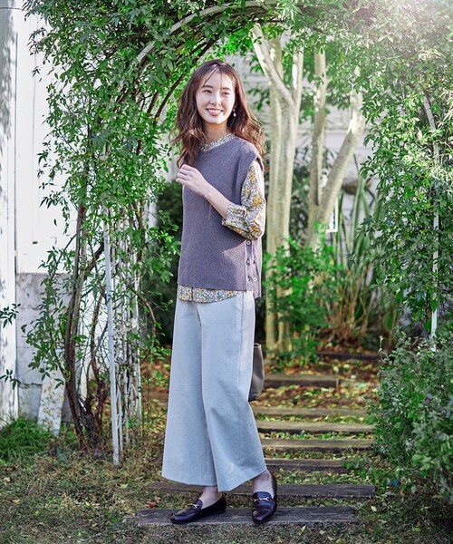 J.PRESS Ladies(J.プレス レディス)の「【洗える】シェルタリングドライオックス ワイドパンツ(その他パンツ・レディース・ベージュ系/ライトグレー系/ブラウン系・XS/S)」の6枚目の写真