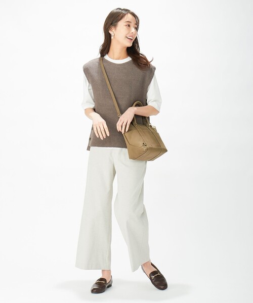 J.PRESS Ladies(J.プレス レディス)の「【洗える】シェルタリングドライオックス ワイドパンツ(その他パンツ・レディース・ベージュ系/ライトグレー系/ブラウン系・XS/S)」の9枚目の写真