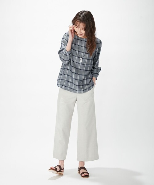 J.PRESS Ladies(J.プレス レディス)の「【洗える】シェルタリングドライオックス ワイドパンツ(その他パンツ・レディース・ベージュ系/ライトグレー系/ブラウン系・XS/S)」の10枚目の写真