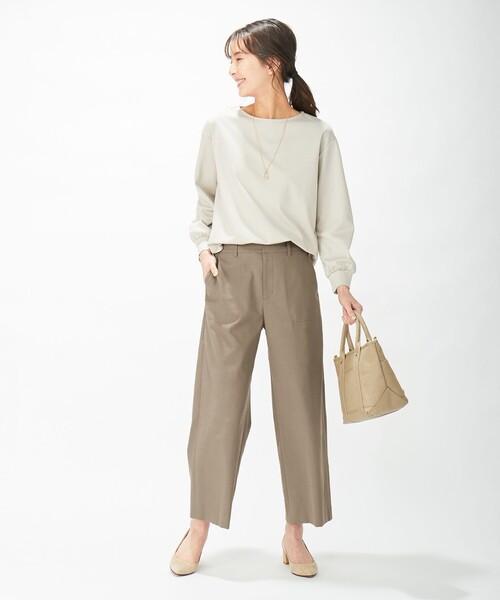 J.PRESS Ladies(J.プレス レディス)の「【洗える】シェルタリングドライオックス ワイドパンツ(その他パンツ・レディース・ベージュ系/ライトグレー系/ブラウン系・XS/S)」の12枚目の写真