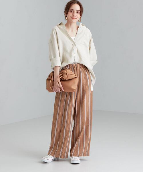 green label relaxing（グリーンレーベルリラクシング）の「CFC サッカー ストライプ イージー ワイド パンツ（その他パンツ・レディース・ブラウン/ケリー・38/36）」の14枚目の写真