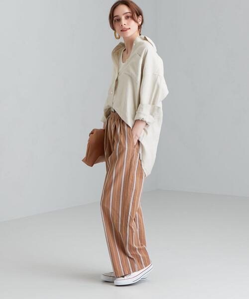 green label relaxing（グリーンレーベルリラクシング）の「CFC サッカー ストライプ イージー ワイド パンツ（その他パンツ・レディース・ブラウン/ケリー・38/36）」の16枚目の写真