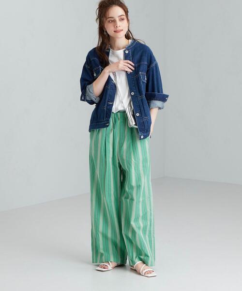 green label relaxing（グリーンレーベルリラクシング）の「CFC サッカー ストライプ イージー ワイド パンツ（その他パンツ・レディース・ブラウン/ケリー・38/36）」の12枚目の写真