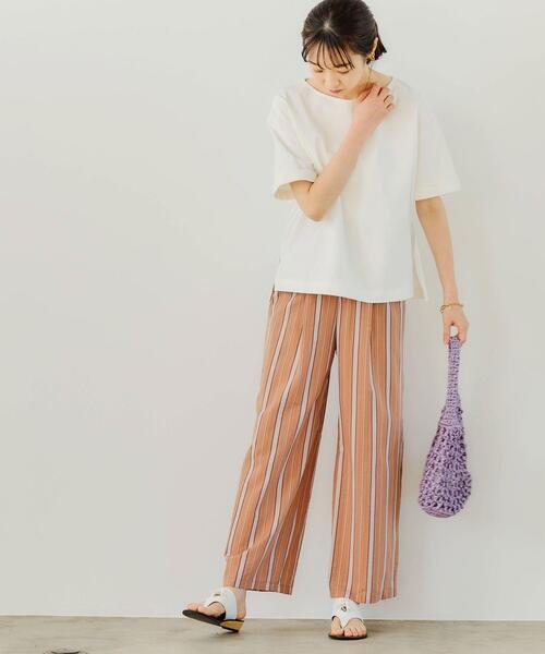 green label relaxing（グリーンレーベルリラクシング）の「CFC サッカー ストライプ イージー ワイド パンツ（その他パンツ・レディース・ブラウン/ケリー・38/36）」の20枚目の写真